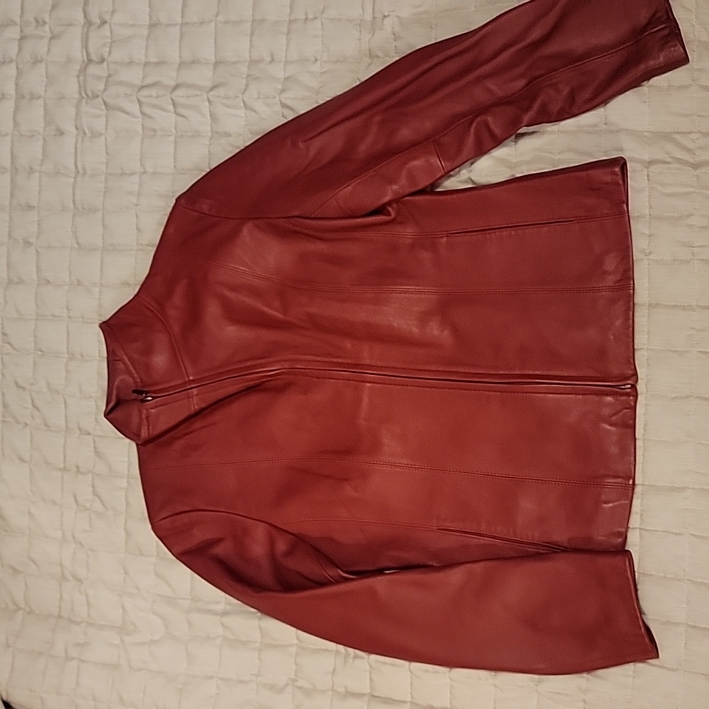Nine West red leather jacket